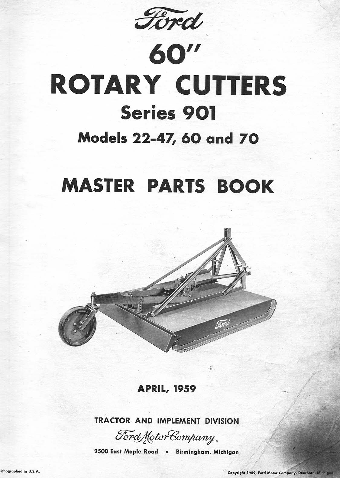 Ford rotary cutter parts manual